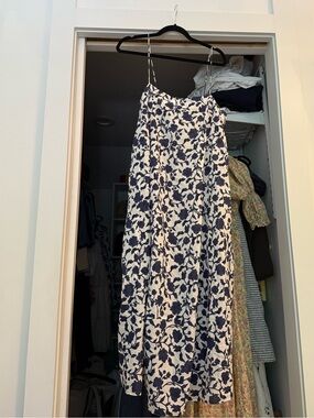 Spaghetti Strap Navy Floral Maxi Dress